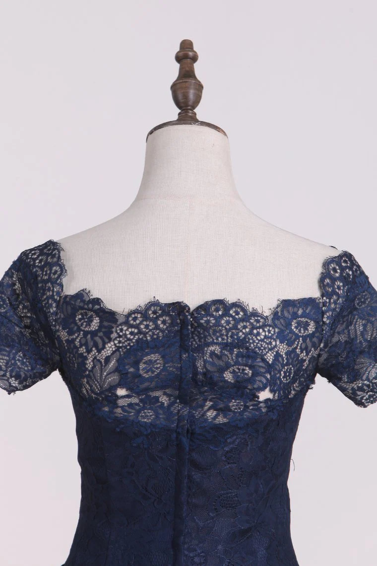 Asymmetrical Party Dresses Long Sleeves Lace&Tulle