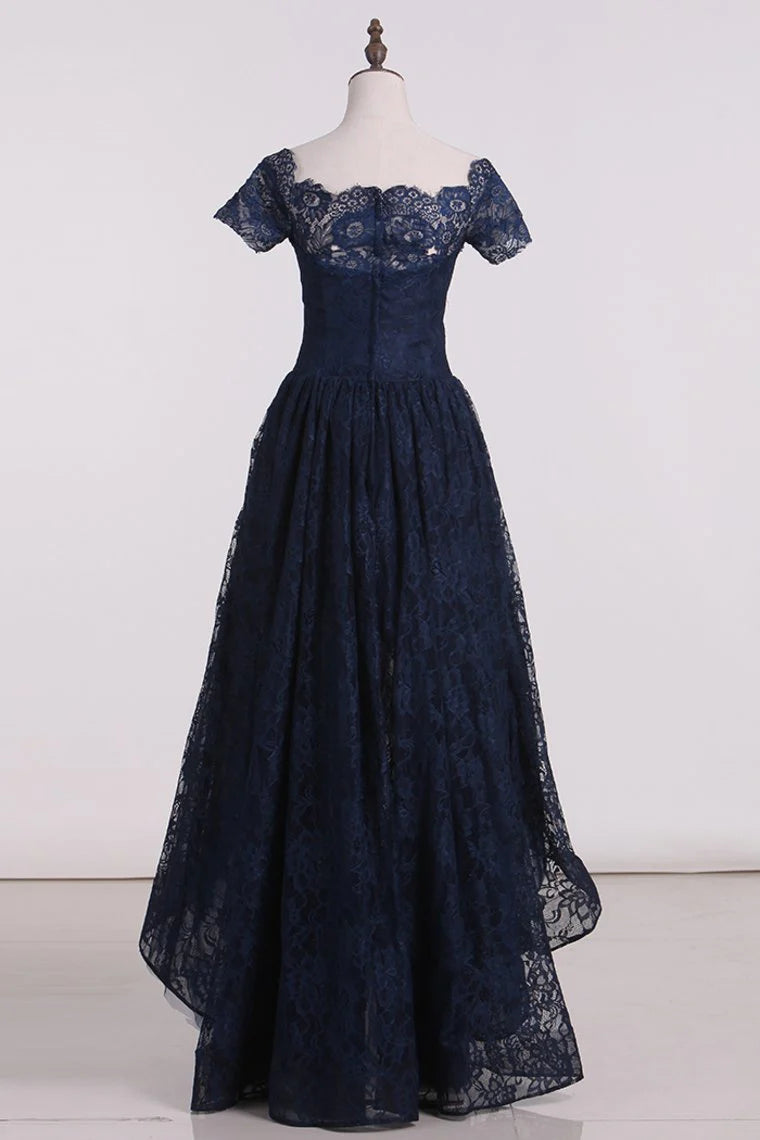 Asymmetrical Party Dresses Long Sleeves Lace&Tulle