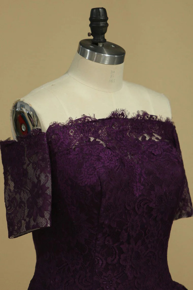 Asymmetrical Party Dresses Long Sleeves Lace&Tulle