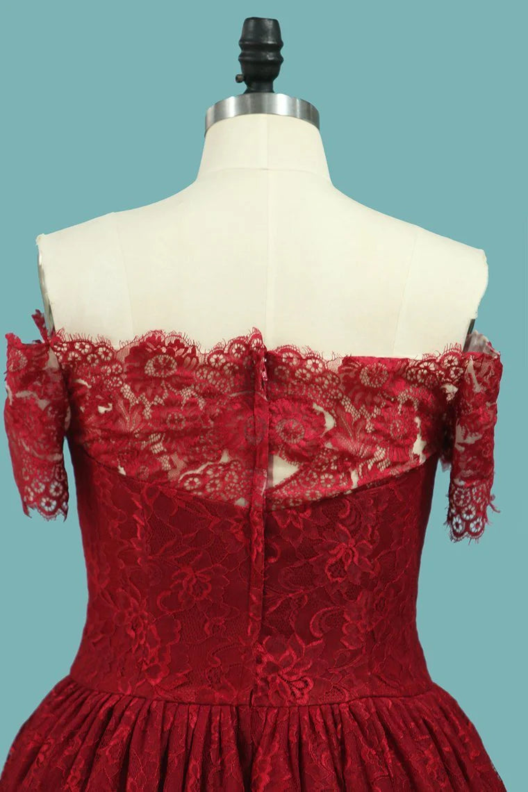 Asymmetrical Party Dresses Long Sleeves Lace&Tulle