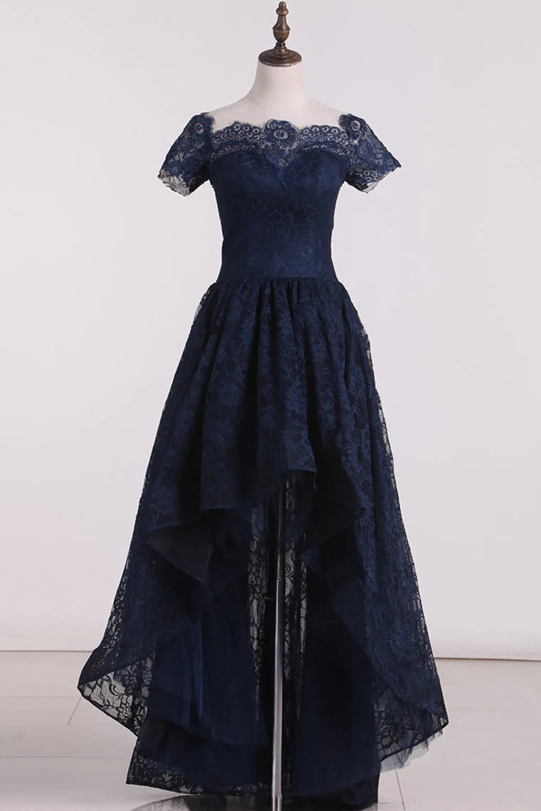Asymmetrical Party Dresses Long Sleeves Lace&Tulle
