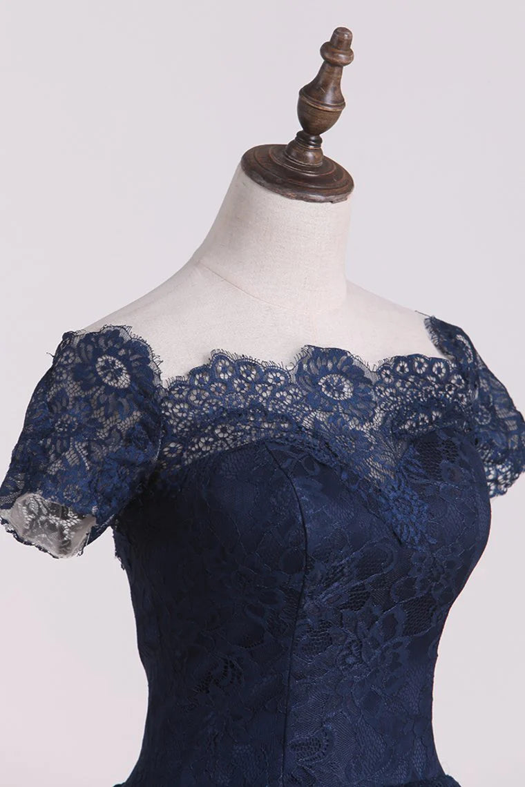 Asymmetrical Party Dresses Long Sleeves Lace&Tulle