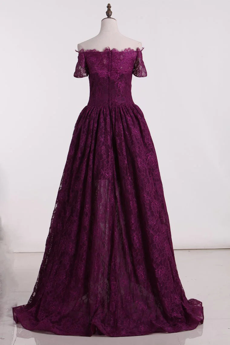 Asymmetrical Party Dresses Long Sleeves Lace&Tulle