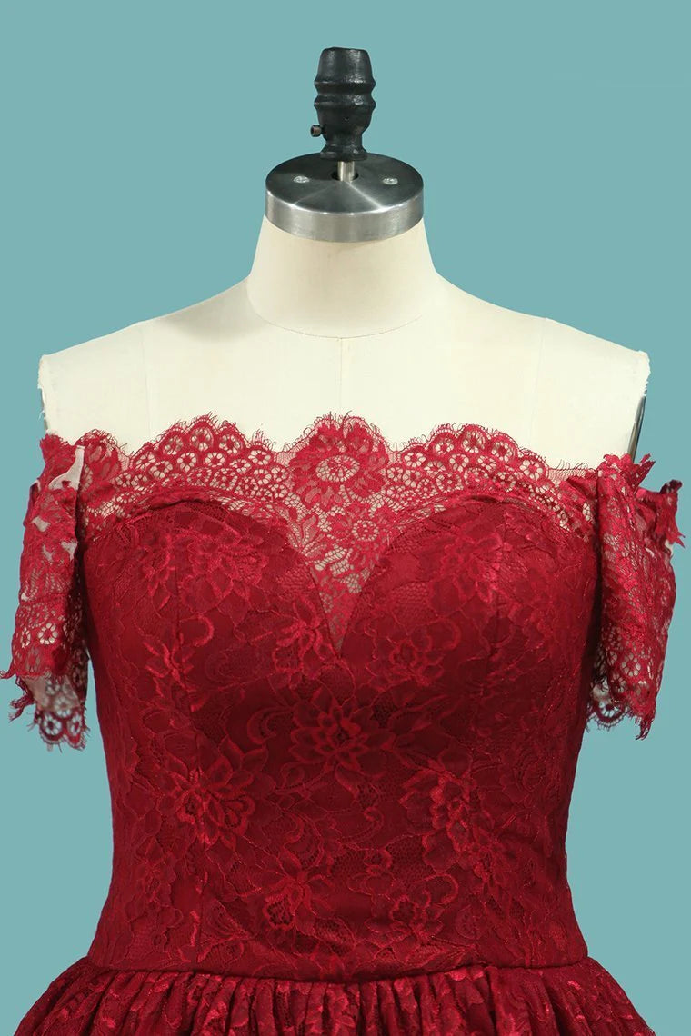 Asymmetrical Party Dresses Long Sleeves Lace&Tulle