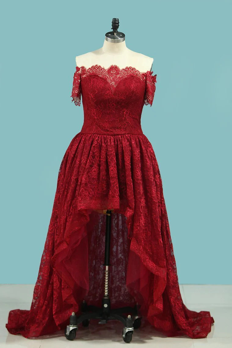 Asymmetrical Party Dresses Long Sleeves Lace&Tulle