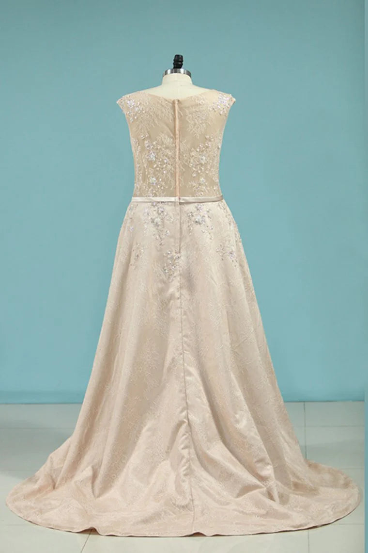 Asymmetrical Scoop Party Dresses A Line Lace With Beads And Sash