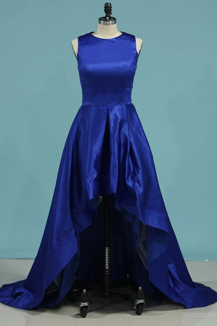 Asymmetrical Scoop Party Dresses A Line Satin Zipper Up