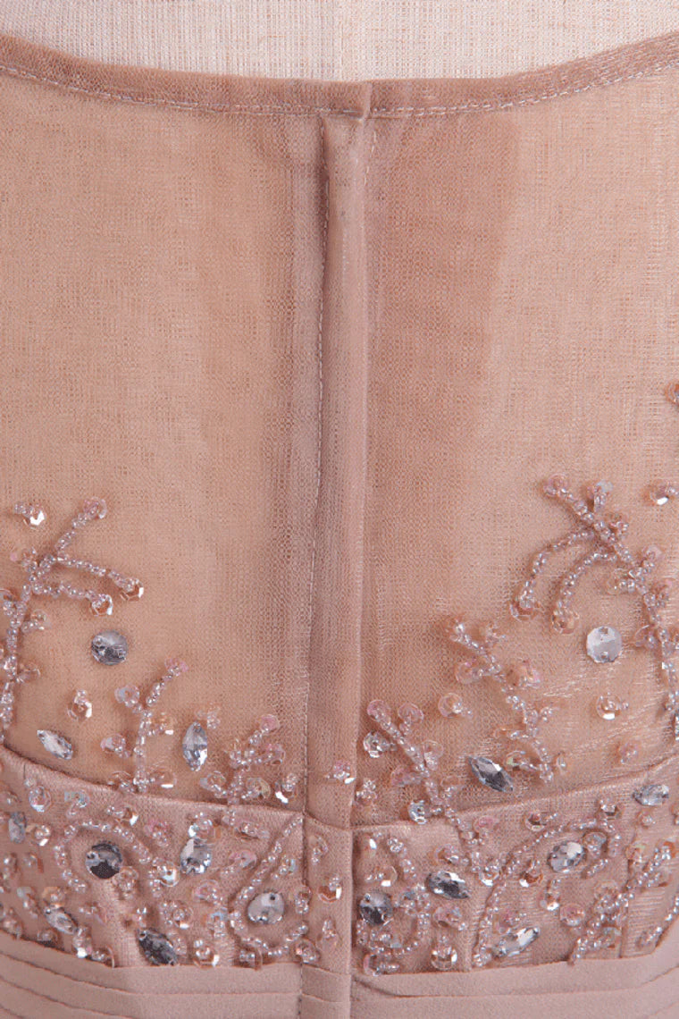 A-Line Party Dresses Chiffon Floor-Length With Beads And Applique