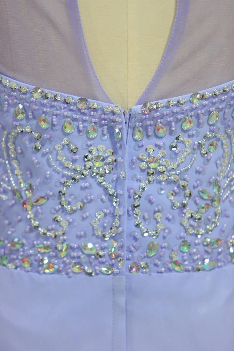 Beautiful Scoop A Line Party Dresses With Beading Floor Length Chiffon