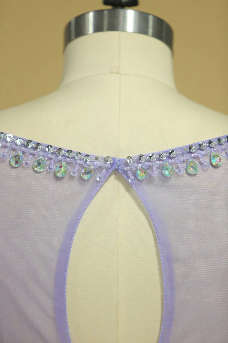 Beautiful Scoop A Line Party Dresses With Beading Floor Length Chiffon