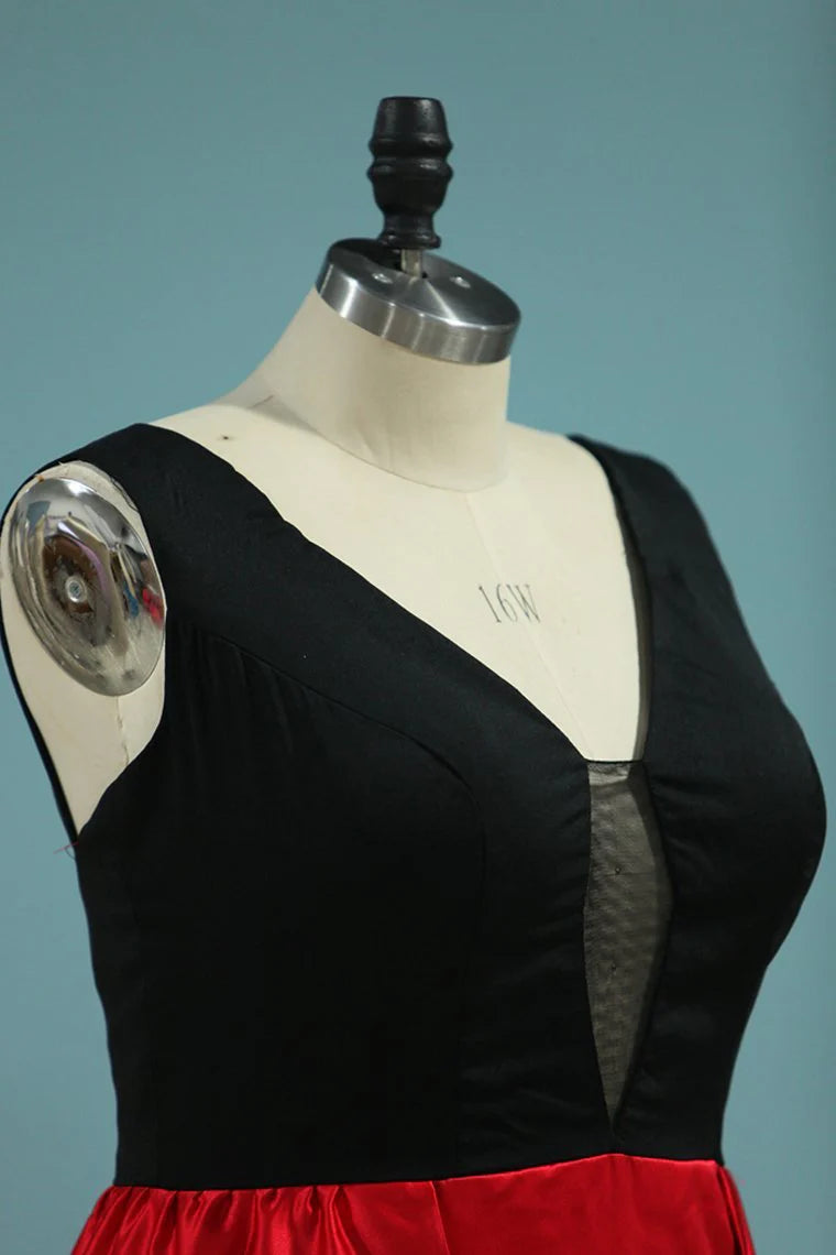 V Neck Sheath Party Dresses Satin Open Back