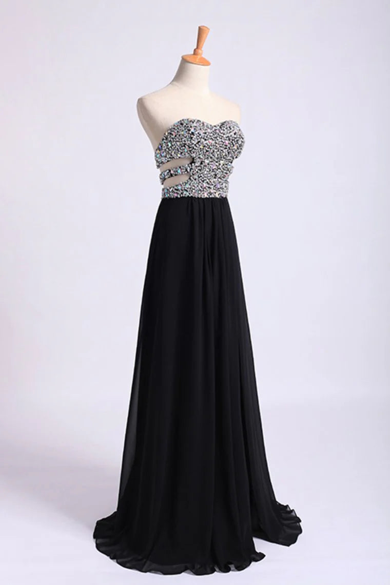 Party Dresses Sweetheart Beaded Bodice A Line Chiffon