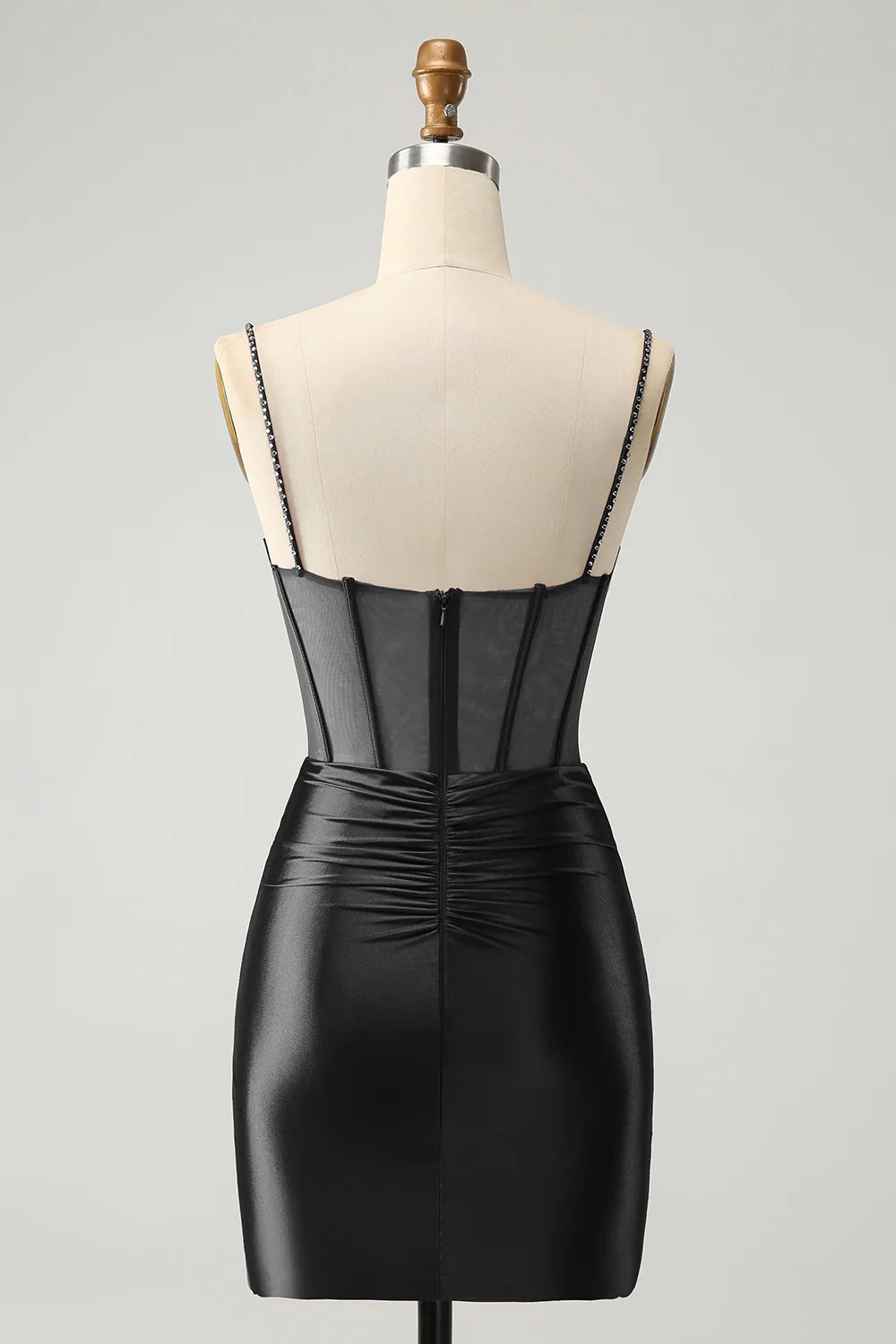 Glitter Dark Red Beaded Corset Satin Unique Tight Short Homecoming Dress