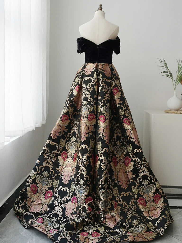 Buyishang A-Line Sweetheart Neck Satin Black Long Prom Dress Black Formal Dress