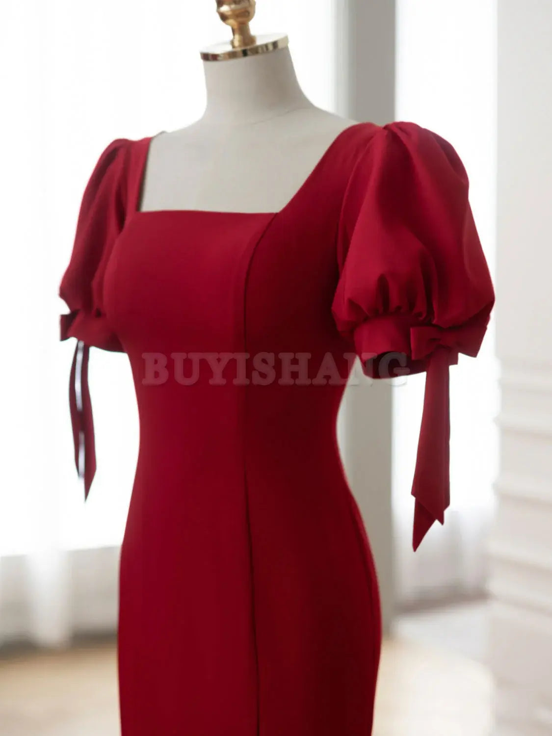 Buyishang Burgundy Mermaid Long Prom Dresses Burgundy Formal Dress prom dresses shops