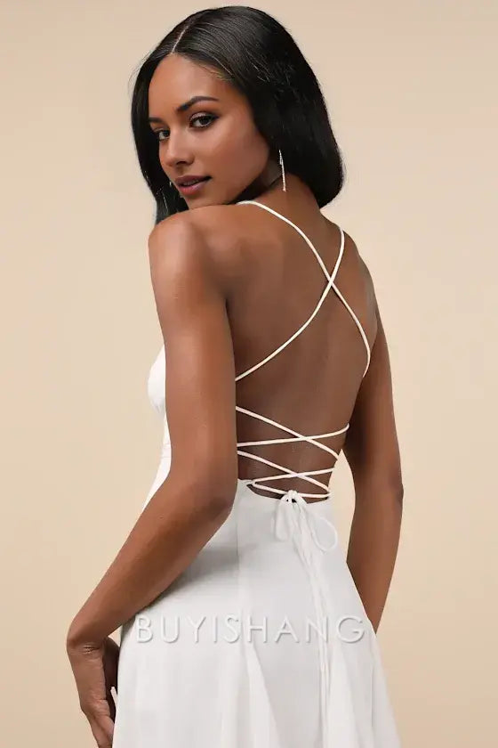 Buyishang Elegant White Strapless Mini Dress with Tiered Skirt & Thin Straps: A Fresh Choice for Summer Soirees