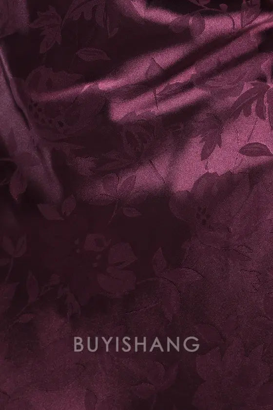 Buyishang Simple Elegant Special occasion Close to Your Heart Plum Purple Satin Jacquard Cowl Slip Dress Party wear