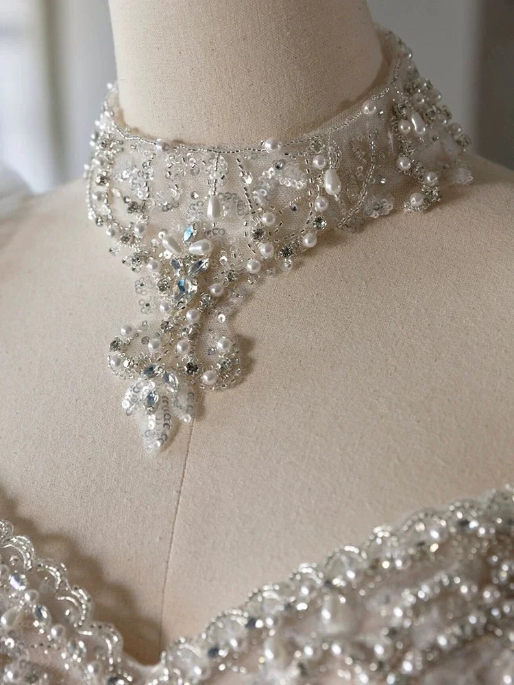 Buyishang Chic Ball Gown Sweetheart White Long Sleeves Satin Wedding Dresses With Beads Bow dress for wedding