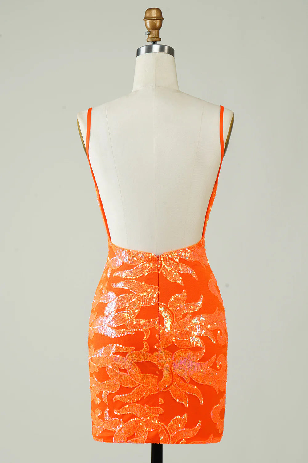 Orange Glitter Tight Homecoming Dress with Backless