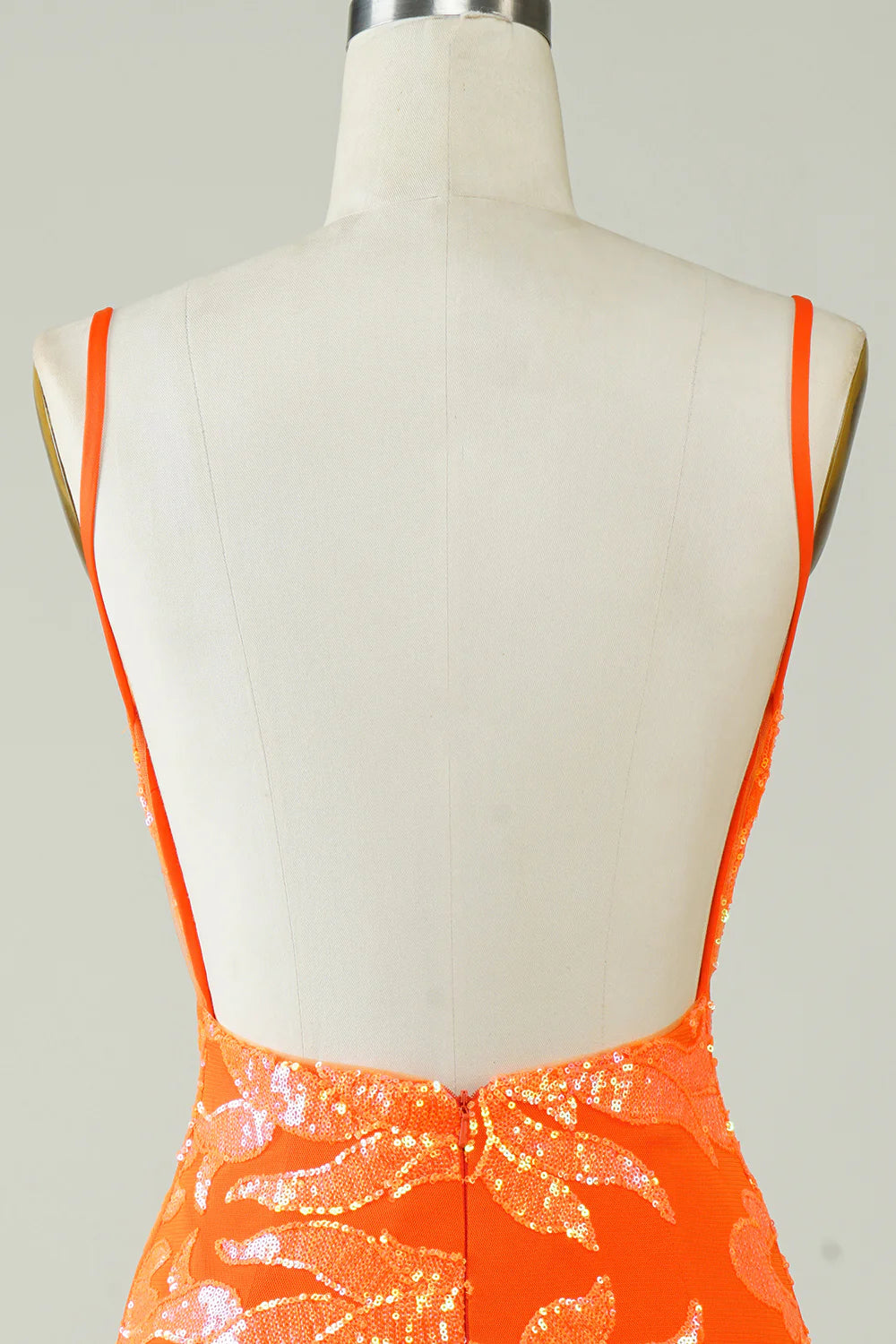 Orange Glitter Tight Homecoming Dress with Backless