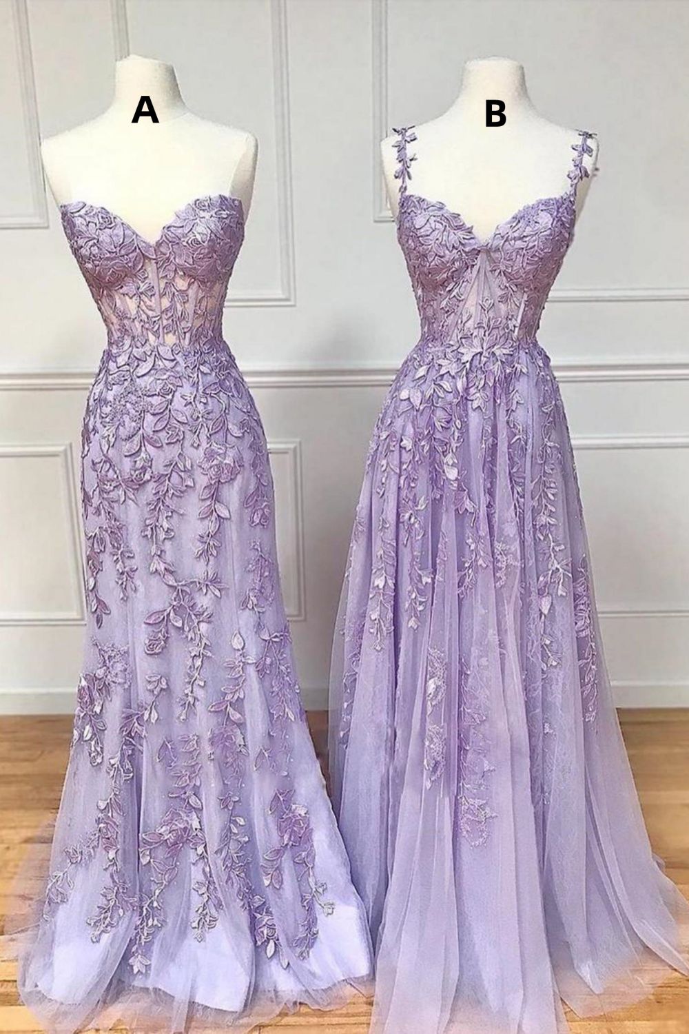 Charming Lilac Mermaid Corset Back Long Prom Dress With Appliques