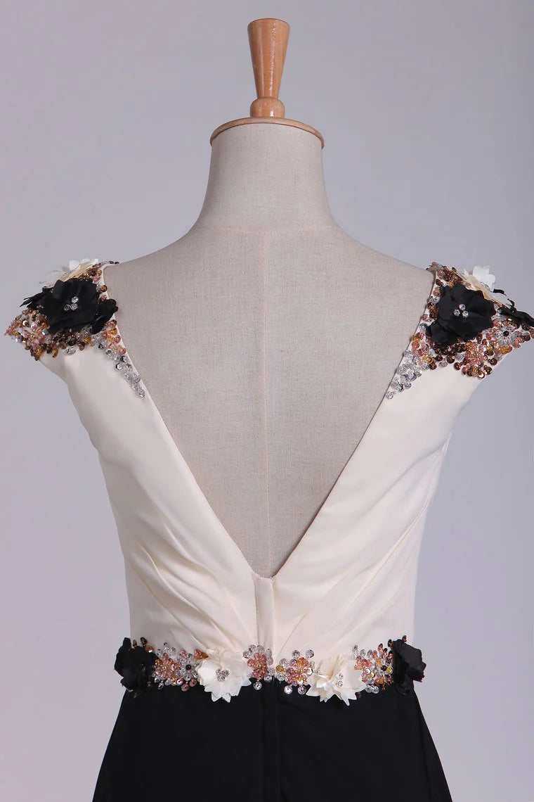 Party Dresses Bateau Open Back With Beading Sweep Train