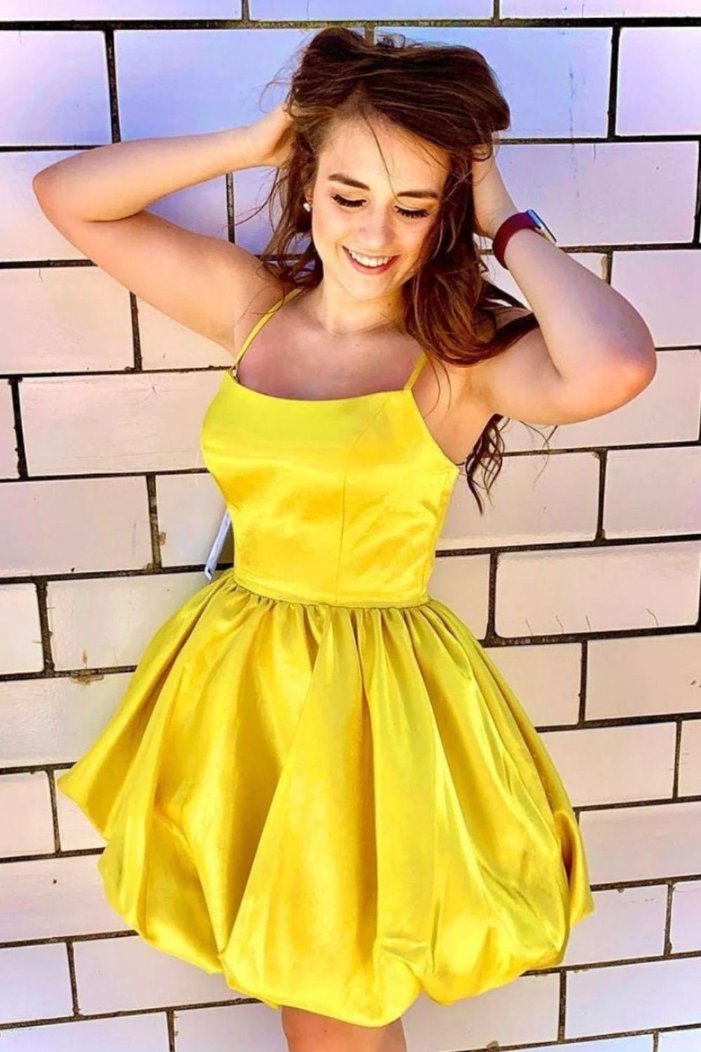 Cute A-line Spaghetti Straps Short Homecoming Dress