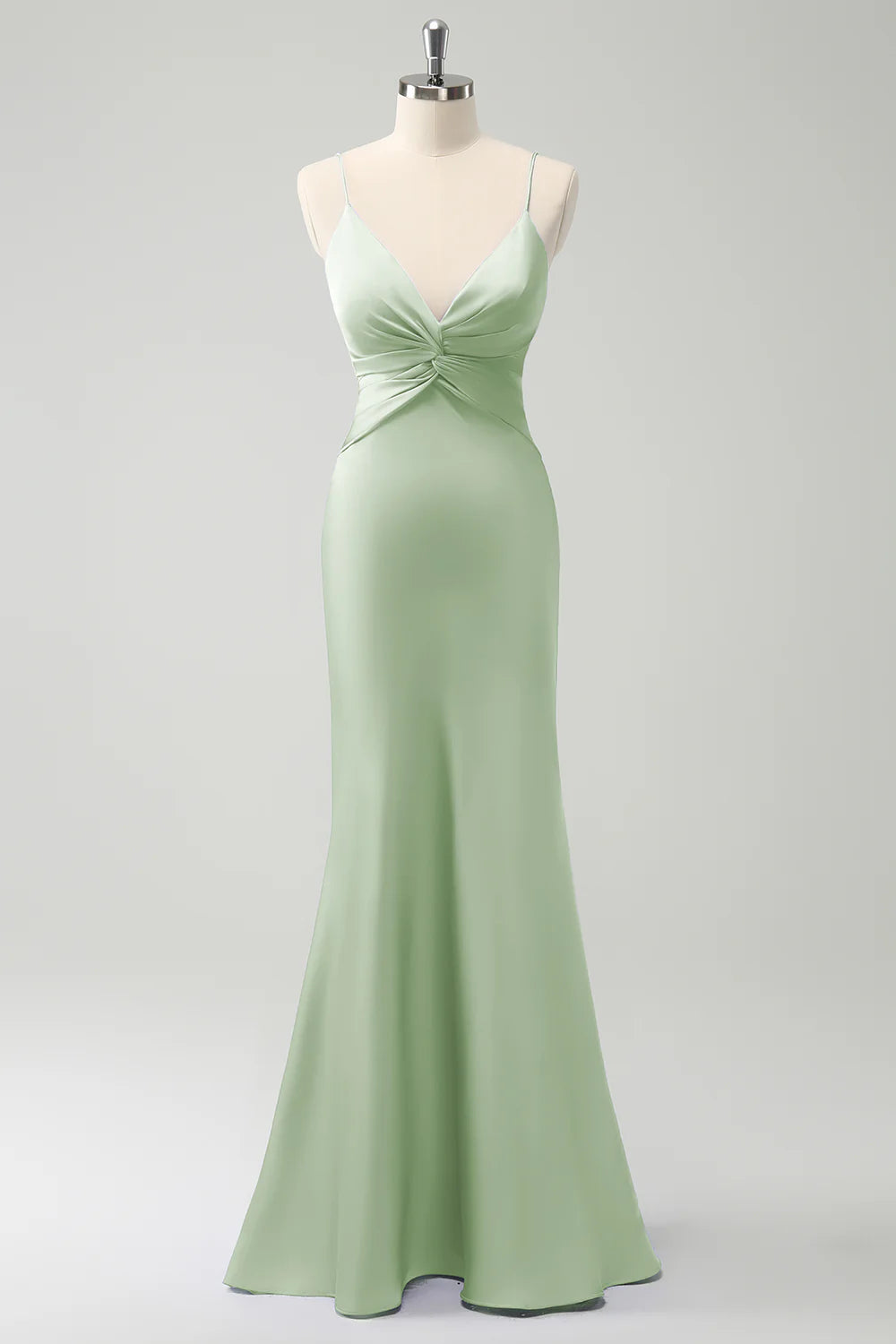 Purple Mermaid Spaghetti Straps Hollow Out Twist Front Bridesmaid Dress