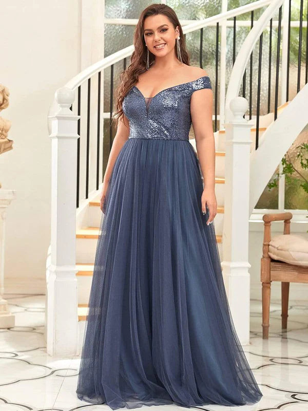 Plus Size Long Sequin Special Occasion Dresses