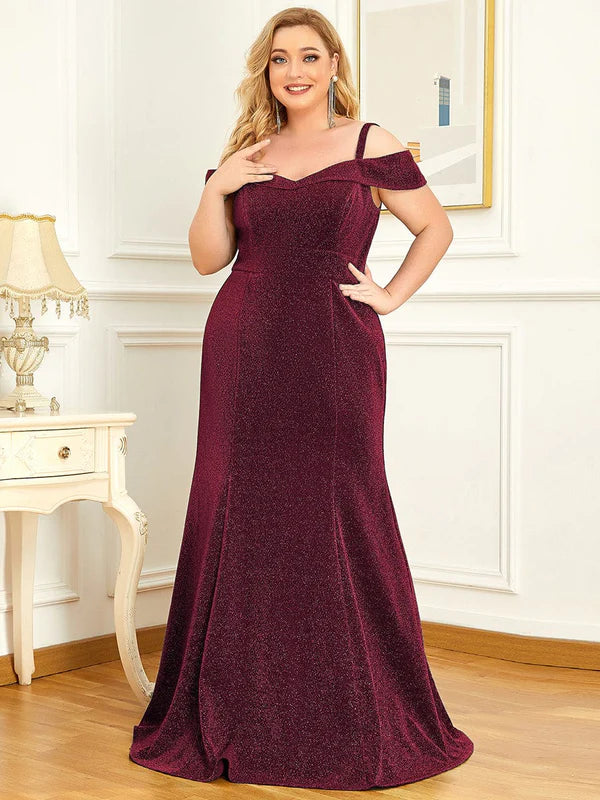 Elegant Plus Size Cold Shoulder Long Mermaid Mother Dress