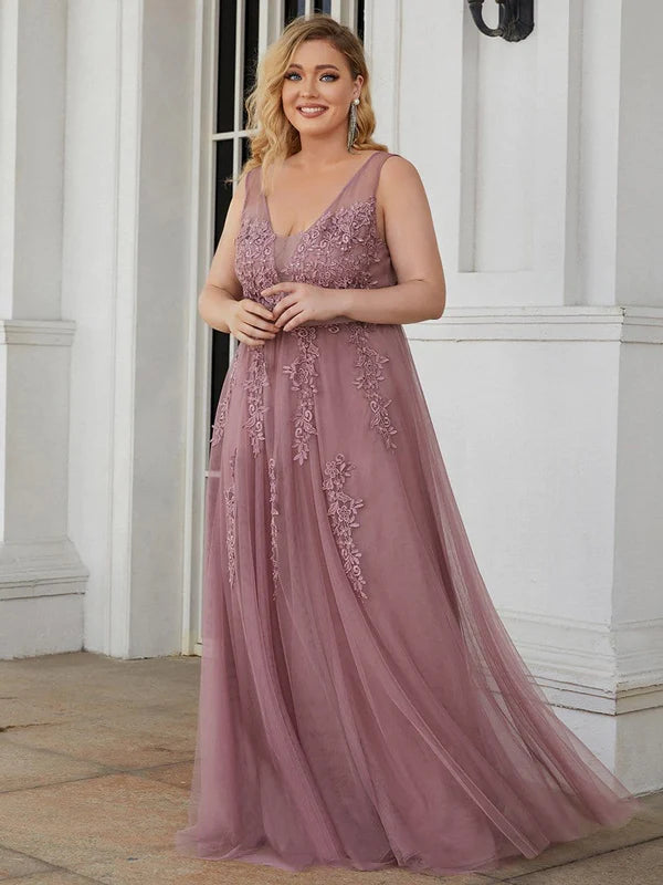 Plus Size Maxi Long Ethereal Tulle Formal Evening Dress