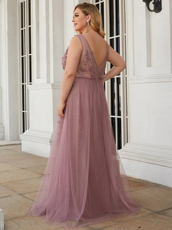 Plus Size Maxi Long Ethereal Tulle Formal Evening Dress