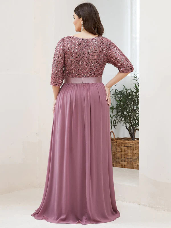 Custom Size Women's Long Chiffon & Sequin Evening Dresses for Mother of the Bride