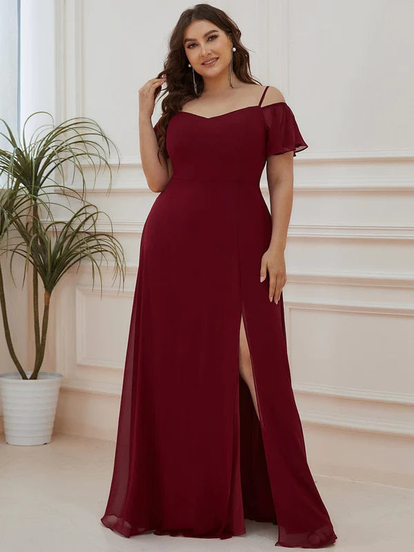 Plus Size Sexy High Slit Long Formal Evening Dresses