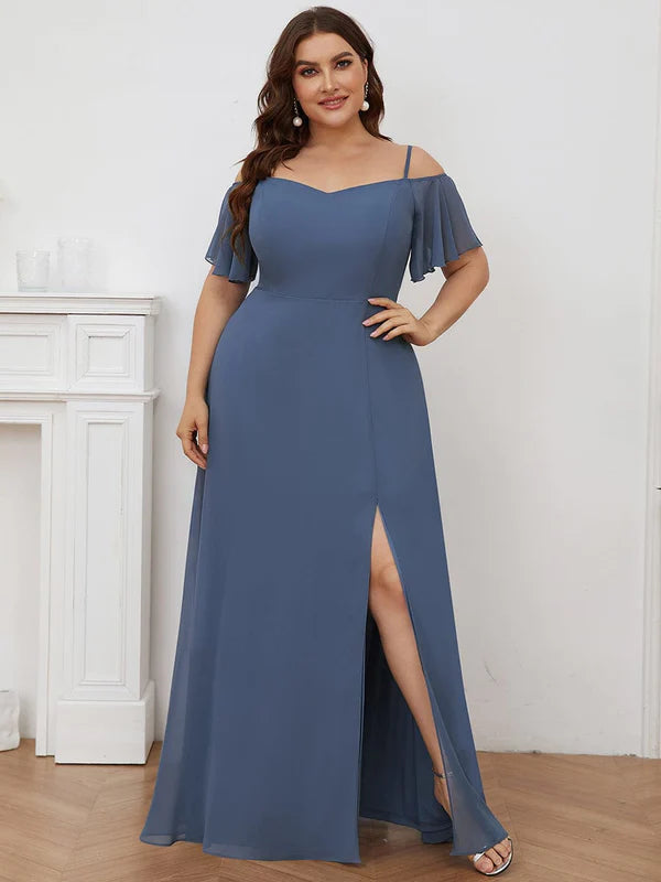 Plus Size Sexy High Slit Long Formal Evening Dresses