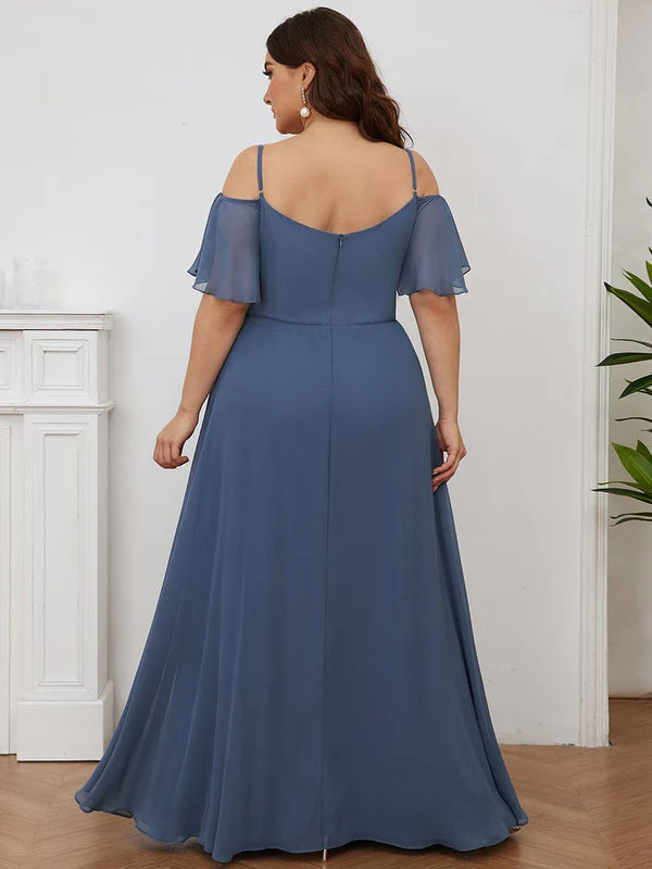 Plus Size Sexy High Slit Long Formal Evening Dresses