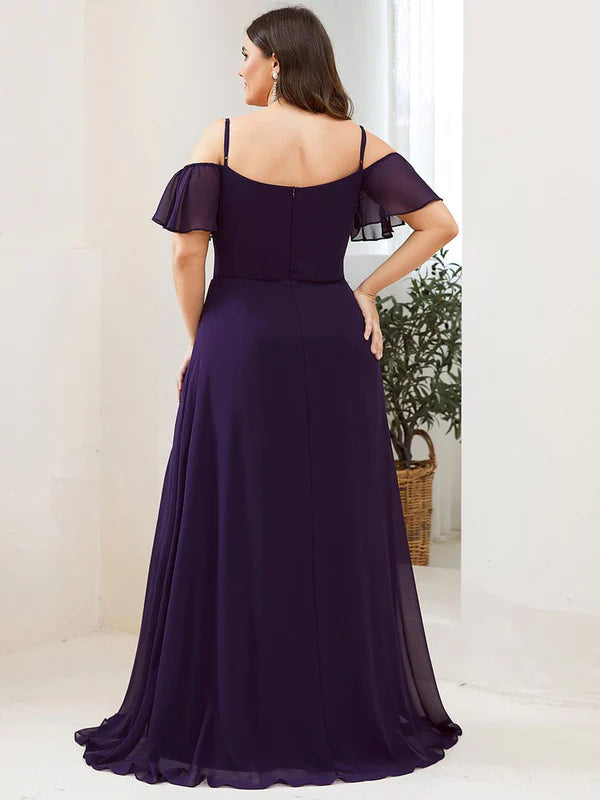 Plus Size Sexy High Slit Long Formal Evening Dresses