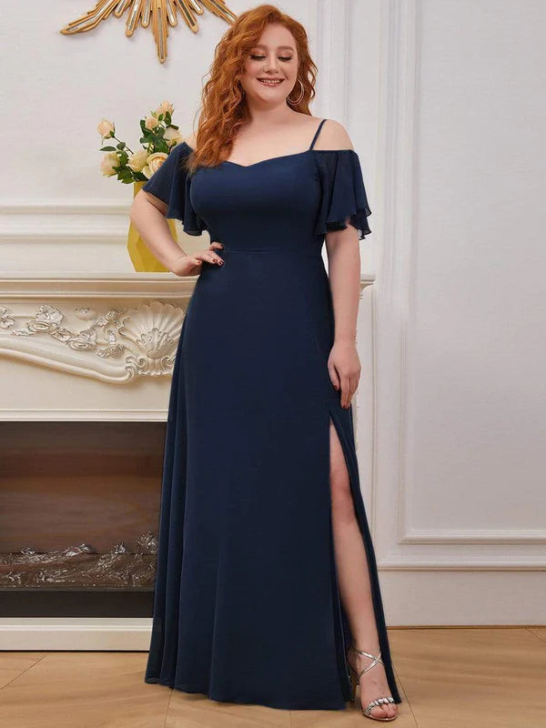 Plus Size Sexy High Slit Long Formal Evening Dresses