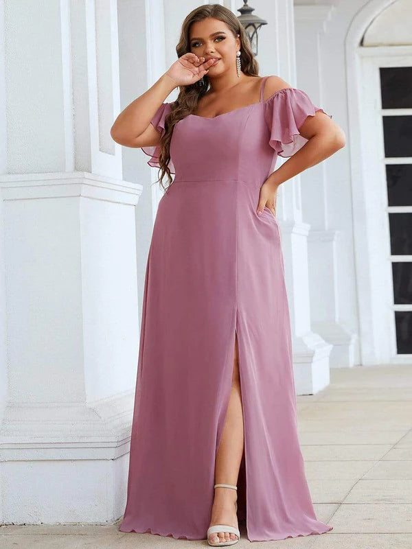 Plus Size Sexy High Slit Long Formal Evening Dresses