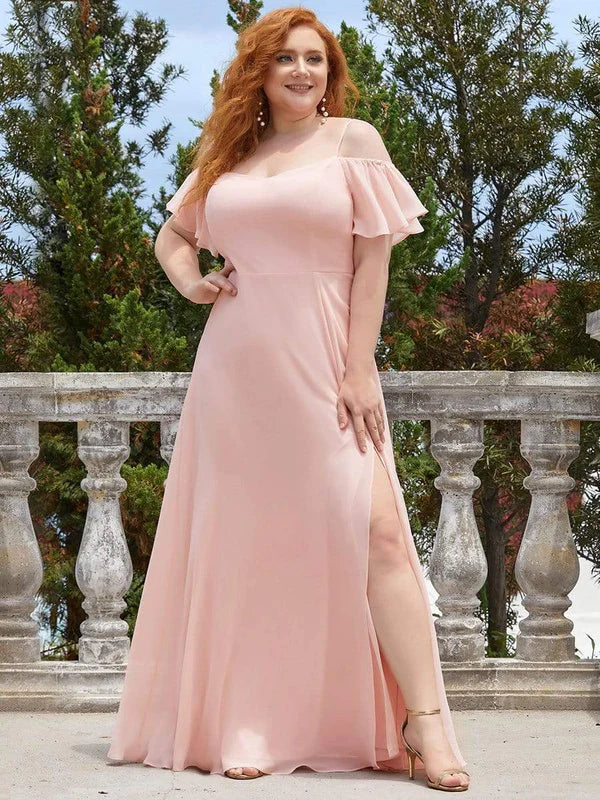 Plus Size Sexy High Slit Long Formal Evening Dresses