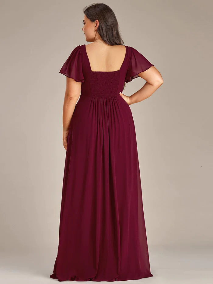 Plus Size Sweetheart A-Line High Slit Maxi Chiffon Bridesmaid Dress/Prom  Dresses