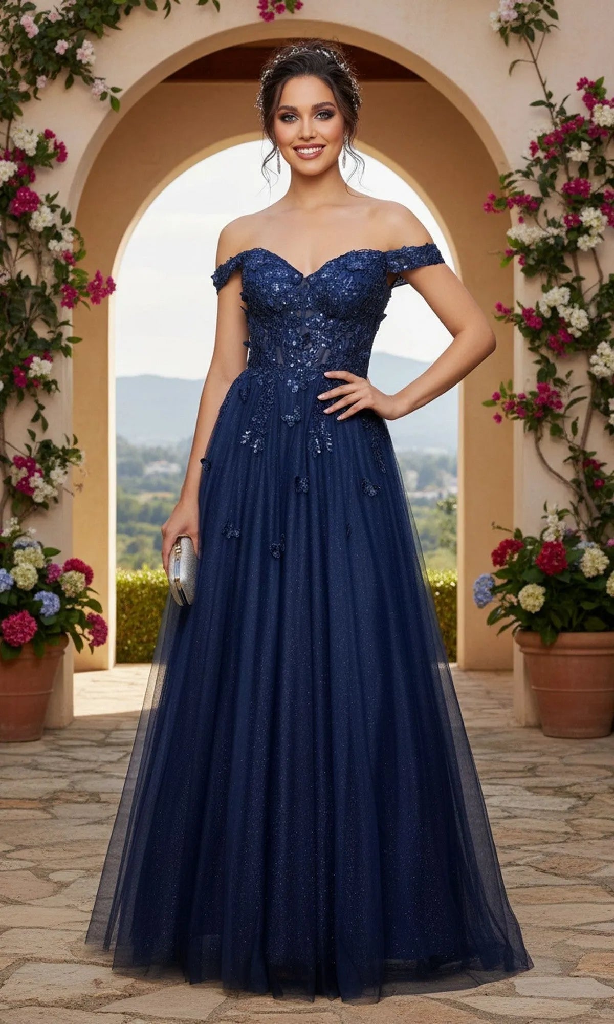 Elegant Ball Gown Sweetheart Off-the-Shoulder Lace-Up Back Floor-Length Prom Dresses