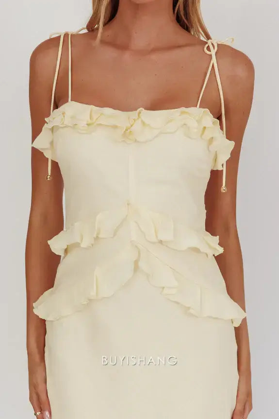 Elegant Mermaid/Trumpet Spaghetti Straps Sleeveless Open Back Ankle-Length prom dress