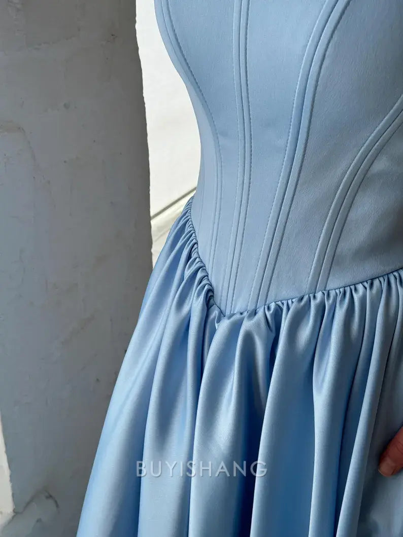 Elegant Off - Shoulder Satin Ball Gown Floor-Length with Lace - Up Back Prom Dresses