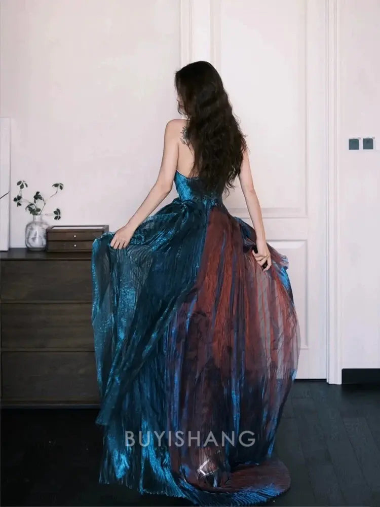 Buyishang Elegant Pretty A Line Sweetheart Ruffles Long Evening Dress Prom Dresses