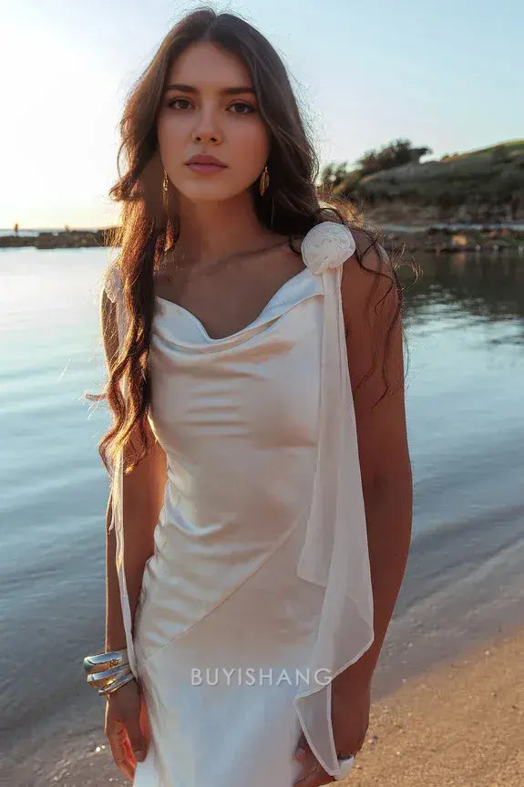 Elegant Sheath Scoop Sleeveless Open Back Ankle-Length prom dress