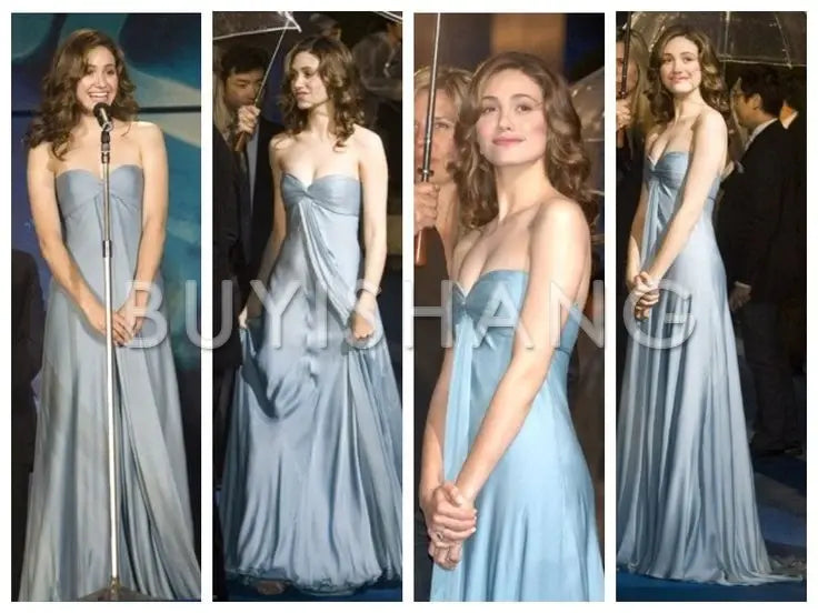 Buyishang Elegant Simple A-Line Sweetheart Blue Satin Long Prom Dresses Formal Evening Dress
