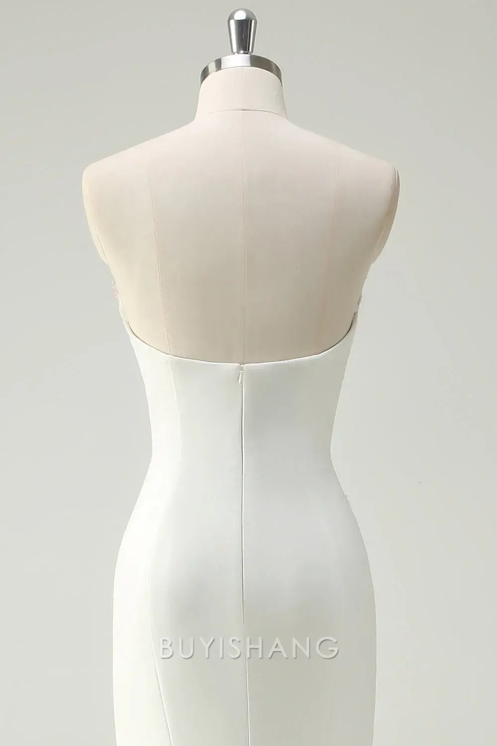 Elegant Strapless Floral Sequin Embroidered Mermaid Floor-Length Maxi Dress Prom Dress