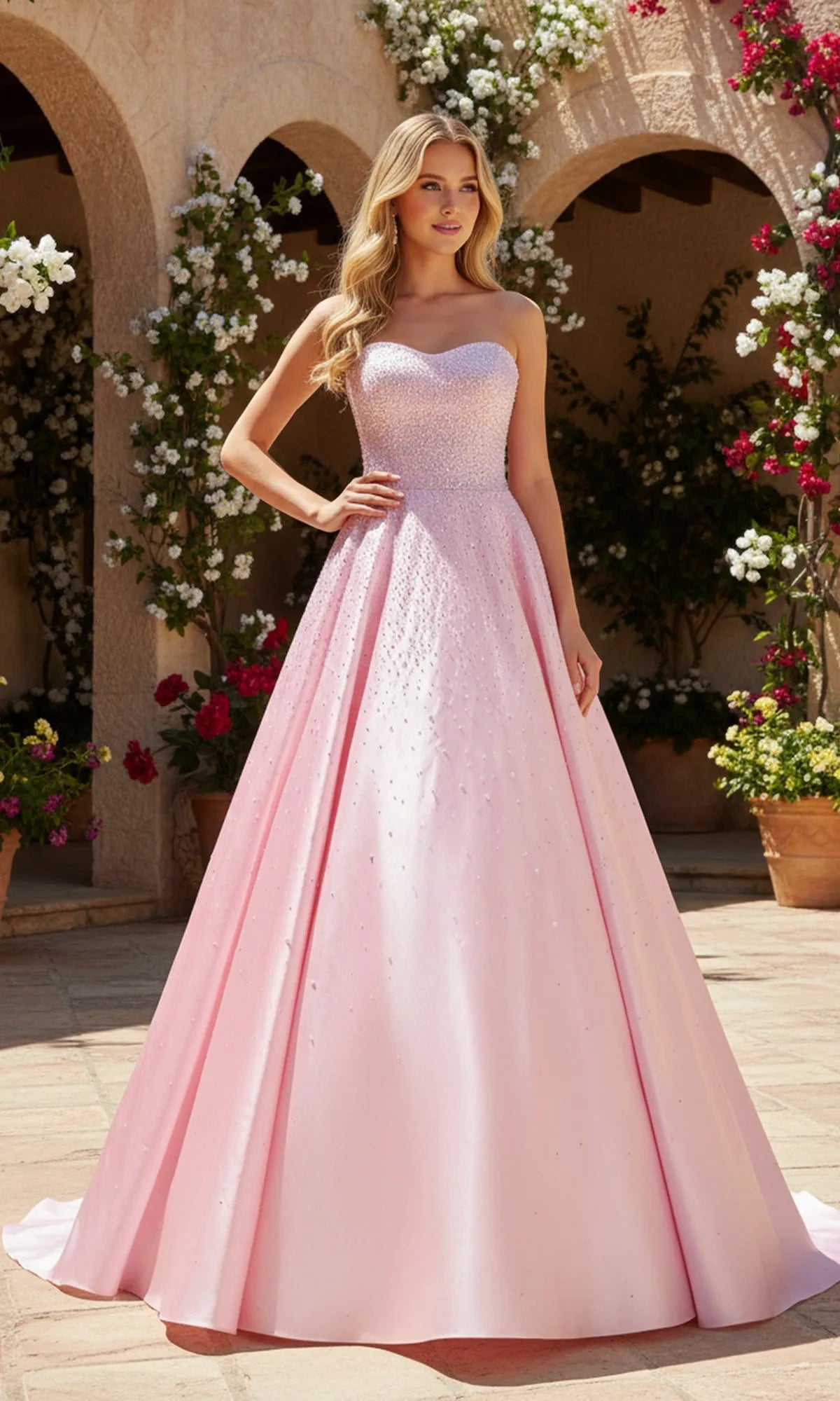 Enchanting Ball-Gown Sweetheart Strapless Lace-Up-Back Floor-Length Prom Dresses