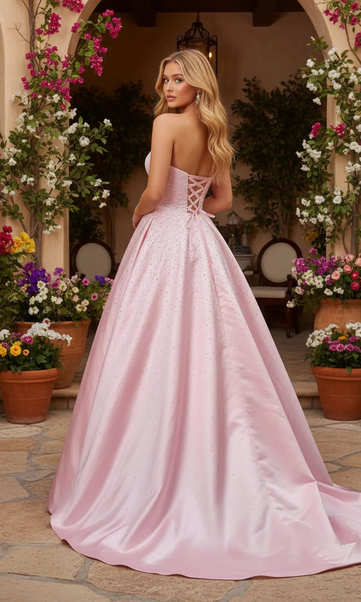Enchanting Ball-Gown Sweetheart Strapless Lace-Up-Back Floor-Length Prom Dresses